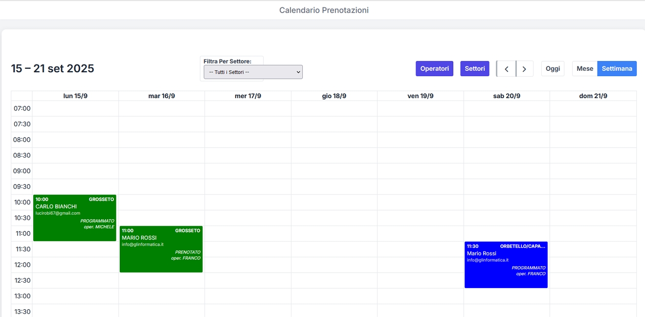 Screenshot del software Sinergest